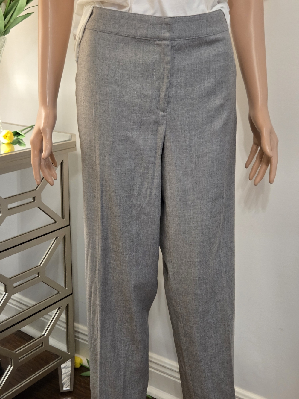 St. John Gray Wide Straight-Leg Trousers